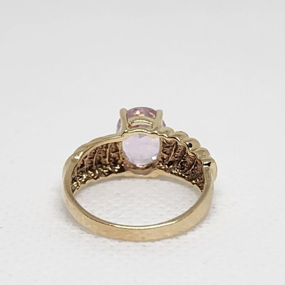 10K YELLOW GOLD & MORGANITE RING  SIZE 5 - Picture 4 of 7